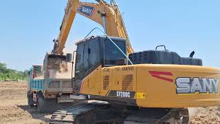 งานลอกนาจัดเต็มอุ้ม SANY SY200C เจ้าของดูแลรถดีมากดั้มเต็มกล่อง excavator and truck