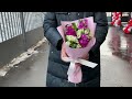 Бело малиновый букет с маттиолой и альстромерией