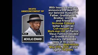 Nicholas Edward ~ Short Obituary