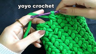 غرز كروشية للشنط : شرح غرزة الضفيرة كروشية بخيط الكليم -  crochet stitches #يويو كروشية#