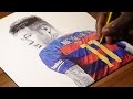 Neymar Jr Pen Drawing - FC Barca - DeMoose Art