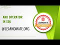 AND Operator in SQL | Learnomate Technologies
