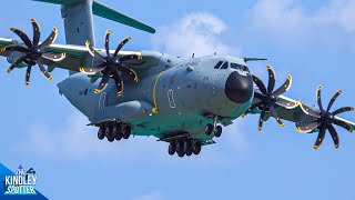 (4K) EPIC Royal Air Force A400M ZM405 CLOSE-UP Approach \u0026 Take-off | Military Planespotting