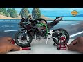 hd miniature realistic kawasaki ninja h2 motorized 1 6 xlg diecast bike model