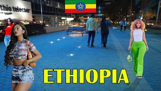 በምሽት ጨረቃ የመሰለው የቸርችል ጎዳና Addis Ababa Walking Tour