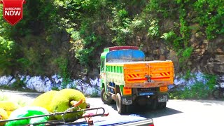 Kollimalai: Dangerous Turning on Hills Hairpin Bend Heavy Load Lorry Driving at Namakkal.