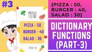 Dictionary Functions in python(Part-3) | Data Structures | Complete Python tutorial for beginners