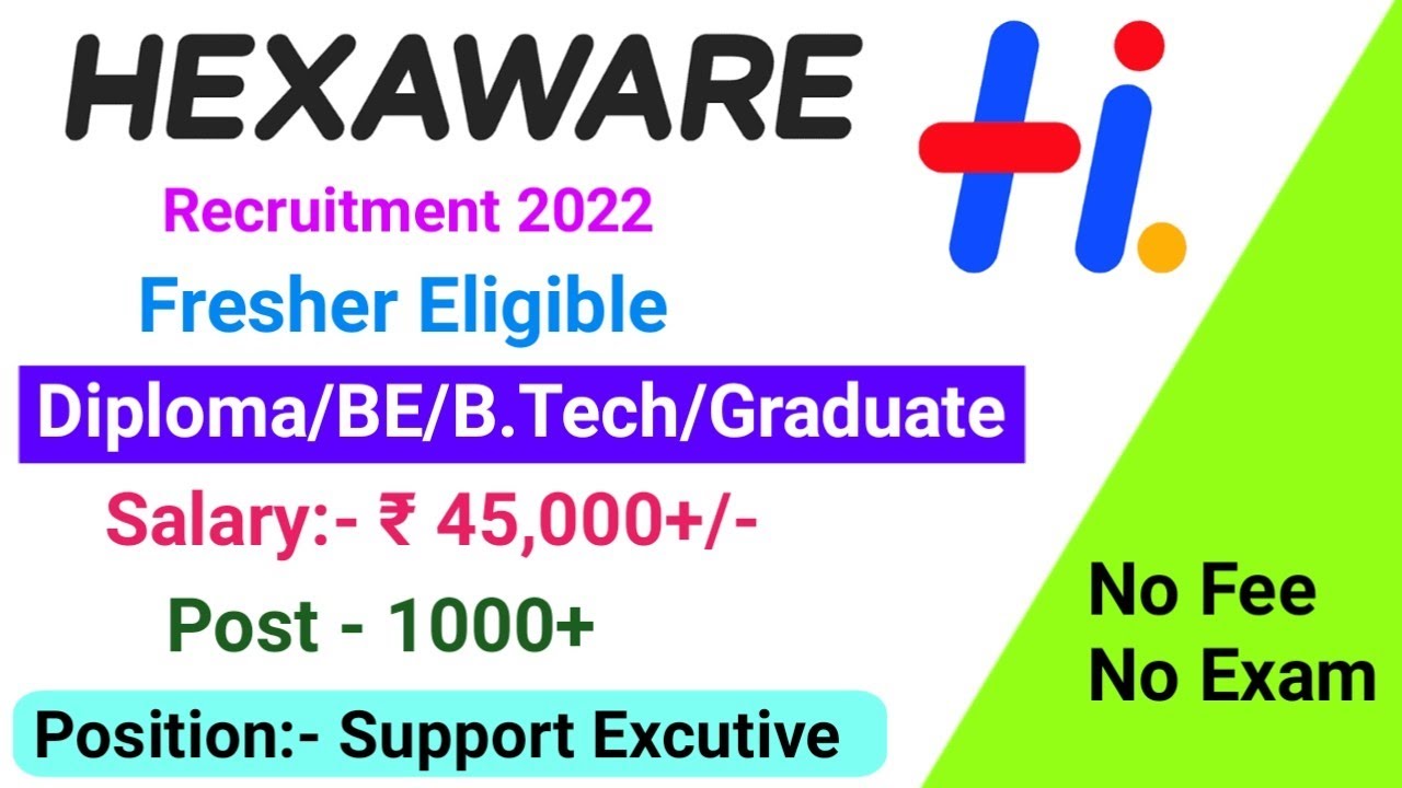 Hexaware Technology Recruitment 2022/diploma Jobs/BE/B.Tech/Graduate ...