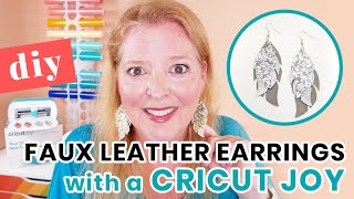 DIY CRICUT JOY FAUX LEATHER EARRINGS | Feather Glitter Faux Leather Earrings Cricut JOY Tutorial