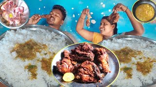 eating show | village style chicken legs piece fry cooking eating | mukbang chicken legs piece