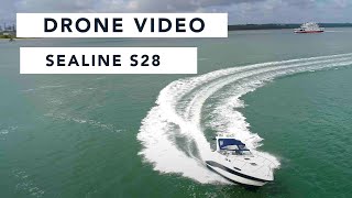 Sealine S28 Drone Footage filming for sale in the Solent - Powerboating on the solent, 4K DJI Drone