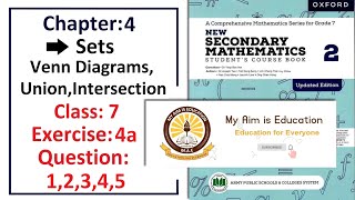 Exercise 4a Question 1, 2, 3, 4, and 5 – Complete solution (Venn diagram) – APS Math Class 7.