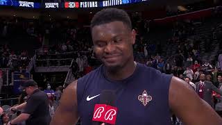 Zion Williamson speaks about win over Detroit | Pelicans at Pistons Postgame 3/2