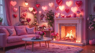 Cozy Valentine Night Ambience 💕🔥 Candlelight, Fireplace & Soft Piano Music for Deep Sleep
