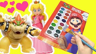 The Super Mario Bros Movie DIY Painting Coloring Book + Bowser Sings Peaches Song!