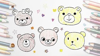 [thed] How to draw bear face easily#2, Draw a bear face#2/ 곰 그리기, 곰얼굴 그리기, 곰돌이 그리기#2