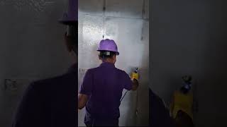 spraying curing compound on wall #mivan #building #reels #viral #shorts