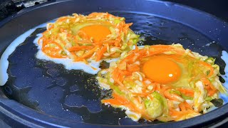 The chef teaches you a simple and fast egg cabbage breakfast cake, low-calorie and delicious