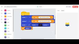 How to divide two or more number by using edublocks python