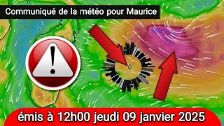 Communiqué de la météo pour Maurice émis à 12h00 jeudi 09 janvier 2025