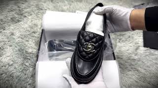 2024 Christmas Gift Real VS Fake CHANEL Lambskin Quilted CC Turnlock Loafers unboxing