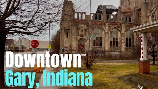 [4K] Gary, Indiana 🇺🇸 Walking Tour | Downtown 2024 | Downtown Gary, Indiana | Virtual Rain Walk 🌧️