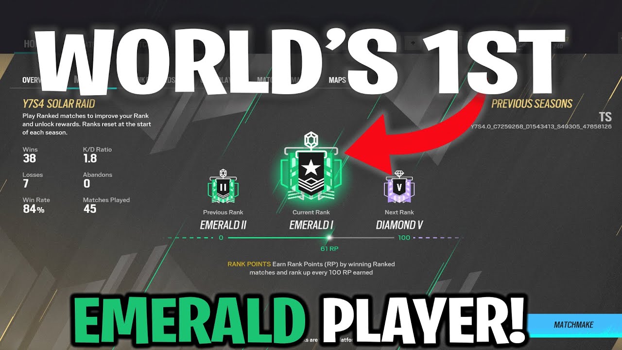 #1 EMERALD RANK PLAYER In Rainbow 6 Siege - YouTube