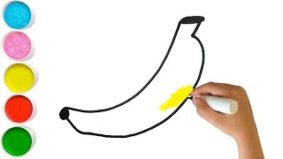 Draw a Picture of a Banana / Menggambar Gambar Pisang for kids / 아이들을 위한 바나나 그리기