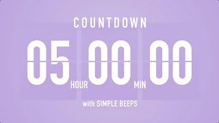 5 Hours Countdown Flip Clock Timer / Simple Beeps 🫐 🔔
