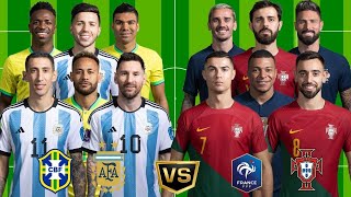 Argentina & Brazil   🆚 Portugal & France  😲🔥 (Messi, Ronaldo, Mbappe, Neymar) 🔥😲 BIG TEAM VS 😲