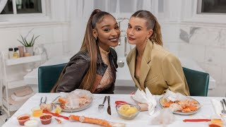 Normani & Hailey Bieber eat crab legs & play a game of Champagne Pong | WHO'S IN