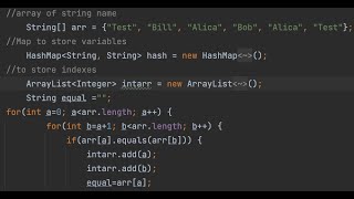 JAVA assignment || (ArrayList, Hashset) Given an array of String of name, return list of repeatin...