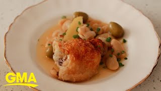 Chef Christine Anne Flynn shares recipe for crispy chicken thighs over vinegar beans l GMA