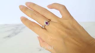 Natural Sugilite Ring RARE Gel Raw Stone Purple Gemstone Dainty Adjustable Silver Ring - SU 152/3