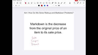 Grade 7 Math How Do We Solve Markup and Markdown Problems?