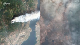 WILDFIRES IN CANADA | Satellite images show smoke rising over Yellowknife, Kelowna