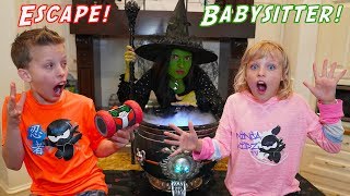Escape the Witch Babysitter! Turbo Bot Team-up with Ninja Kidz Twins!