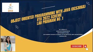 Object Oriented Programming With JAVA (BCS306A) | VTU 2022 Scheme | Lab Program-1