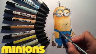 How to draw Kevin minion from Minions easy step by step video lesson for beginners