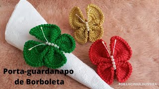 Porta-guardanapo de croche Borboleta - @FioaFioCrochê