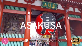 【4K】Asakusa Special Food \u0026 Shop Street   -   Walk form Ueno to Asakusa  in Tokyo