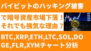 バイビットのハッキング被害で暗号資産市場は下落！それでもビットコインが強気な理由？ BTC,XRP,ETH,LTC,SOL,DOGE,FLR,XYMチャート分析【2025年2月22日版】