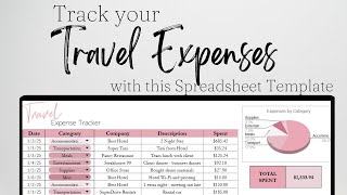 Travel Expense Tracker Spreadsheet Excel & Google Sheets, Travel Expense Report, Business Management