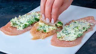 Mini-Rouladen aus Hähnchenbrust und Frischkäse – man isst sie in einem Atemzug