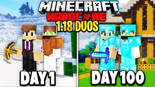 We Survived 100 Days of 1.18 HARDCORE Minecraft Duos...