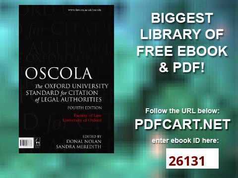 OSCOLA The Oxford University Standard For Citation Of Legal Authorities ...