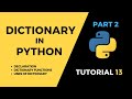 Tutorial#13 Dictionary in Python Part02 #python #pythonprogramming #python3