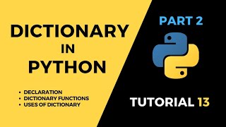 Tutorial#13 Dictionary in Python Part02 #python #pythonprogramming #python3