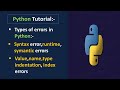 Types of Errors in Python Programming|Handling Errors in python|Indentation Error in Python