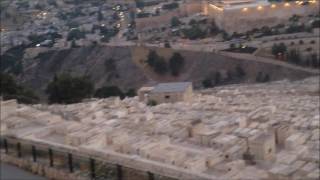 Sunset from Mount of Olives and Josafat Valley -  Muezzins call to prayer - Jerusalem